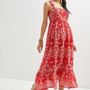 Sachin + Babi Red Floral Midi Dress